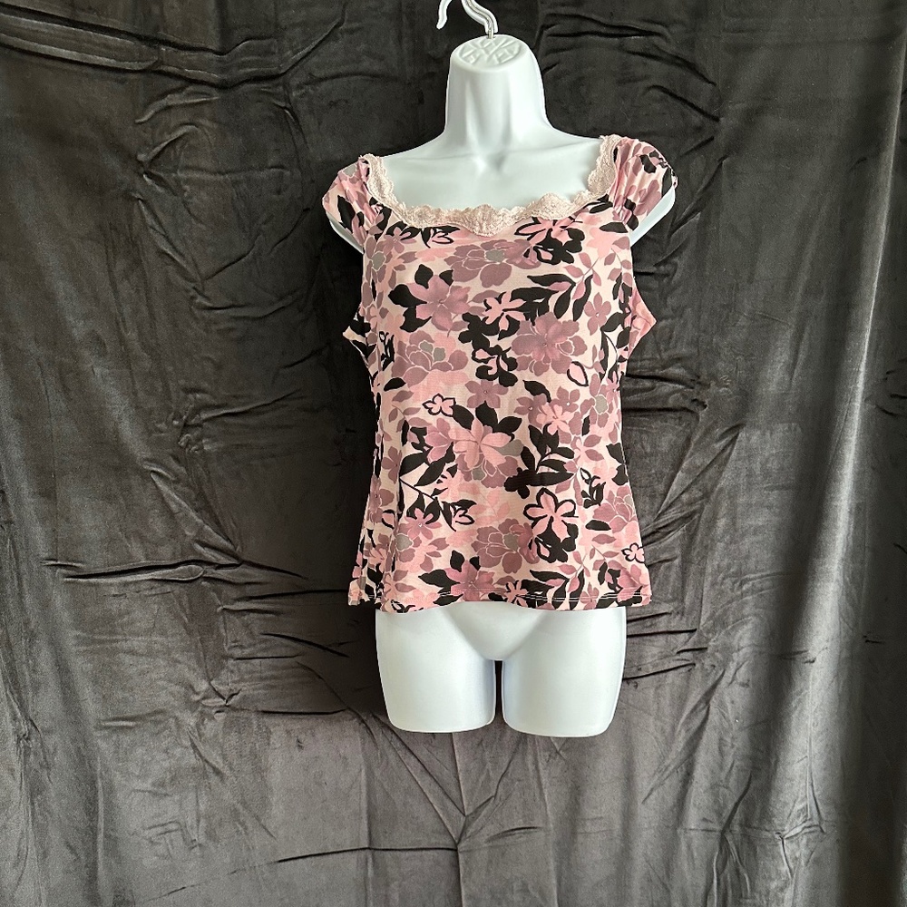 INC international concepts pink and black sleeveless top, size M